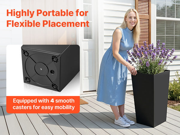 VEVOR Tall Planters Set of 2, 30 Inch Large Outdoor Taper Planters