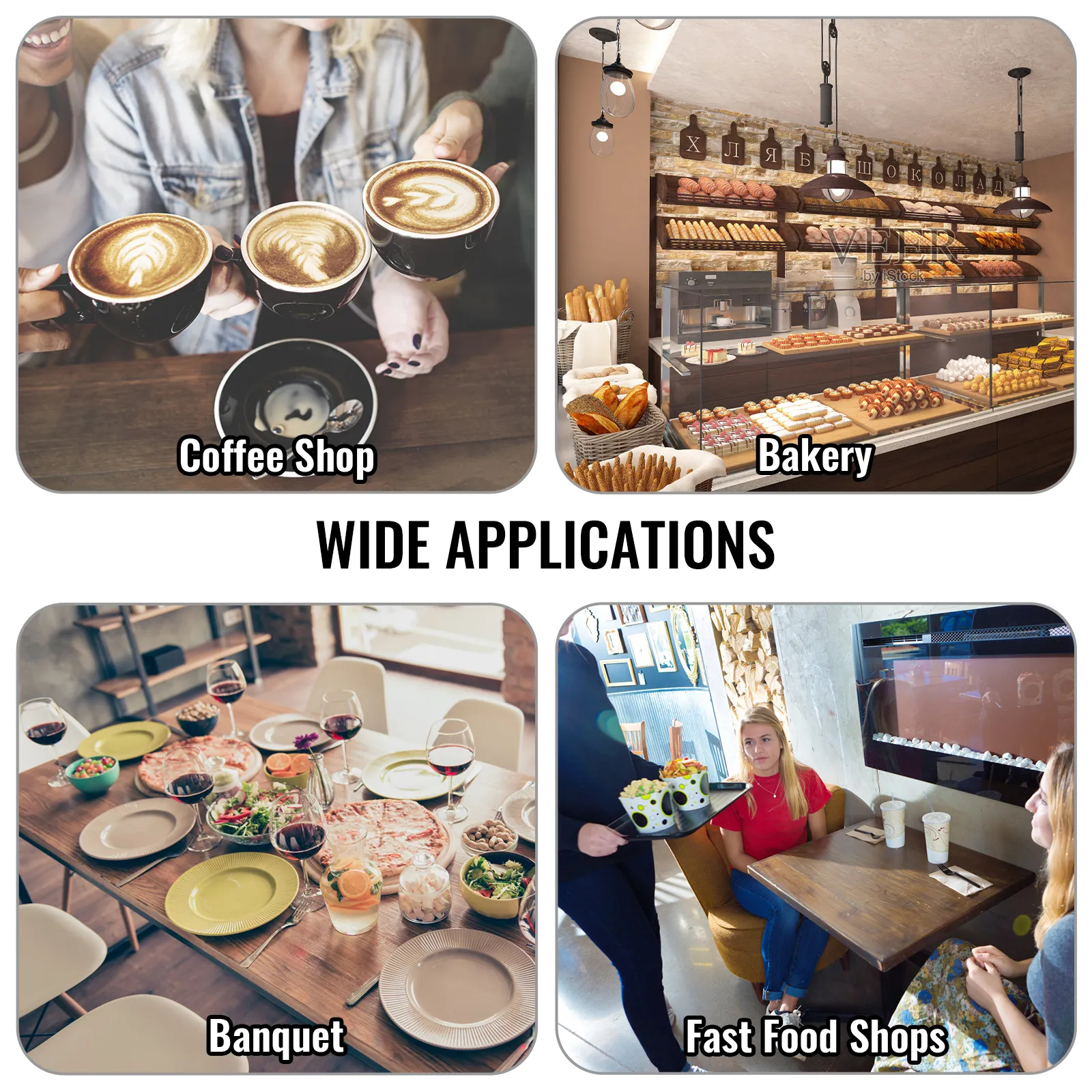 VEVOR pub table set: versatile use in coffee shops, bakeries, banquets, and fast food shops. wide applications.