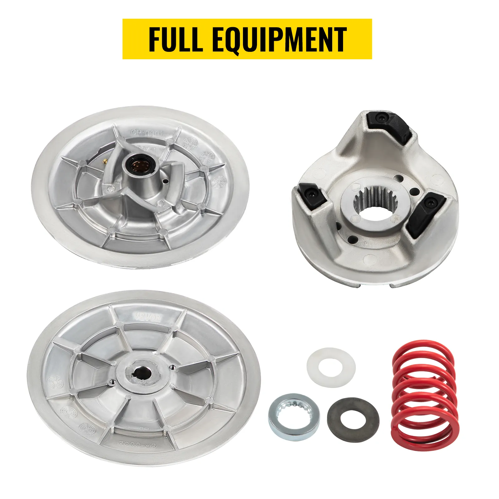 VEVOR golf cart clutch kit components on white background with "full equipment" label.