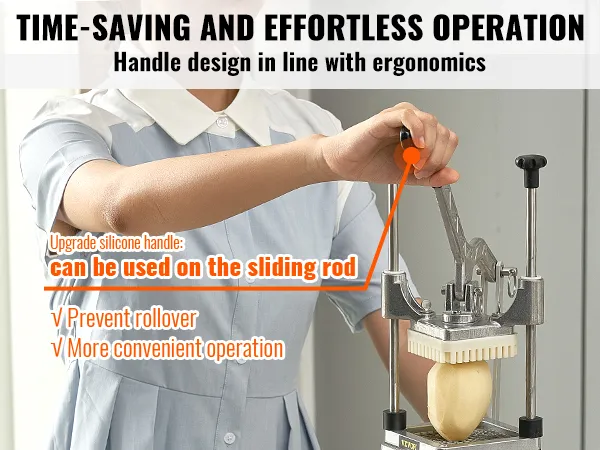person using VEVOR vegetable chopper with ergonomic handle and silicone grip for safe and easy operation.
