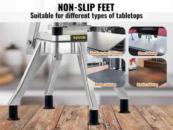 VEVOR vegetable chopper with non-slip feet for stainless steel, glass, wooden, and marble tabletops.