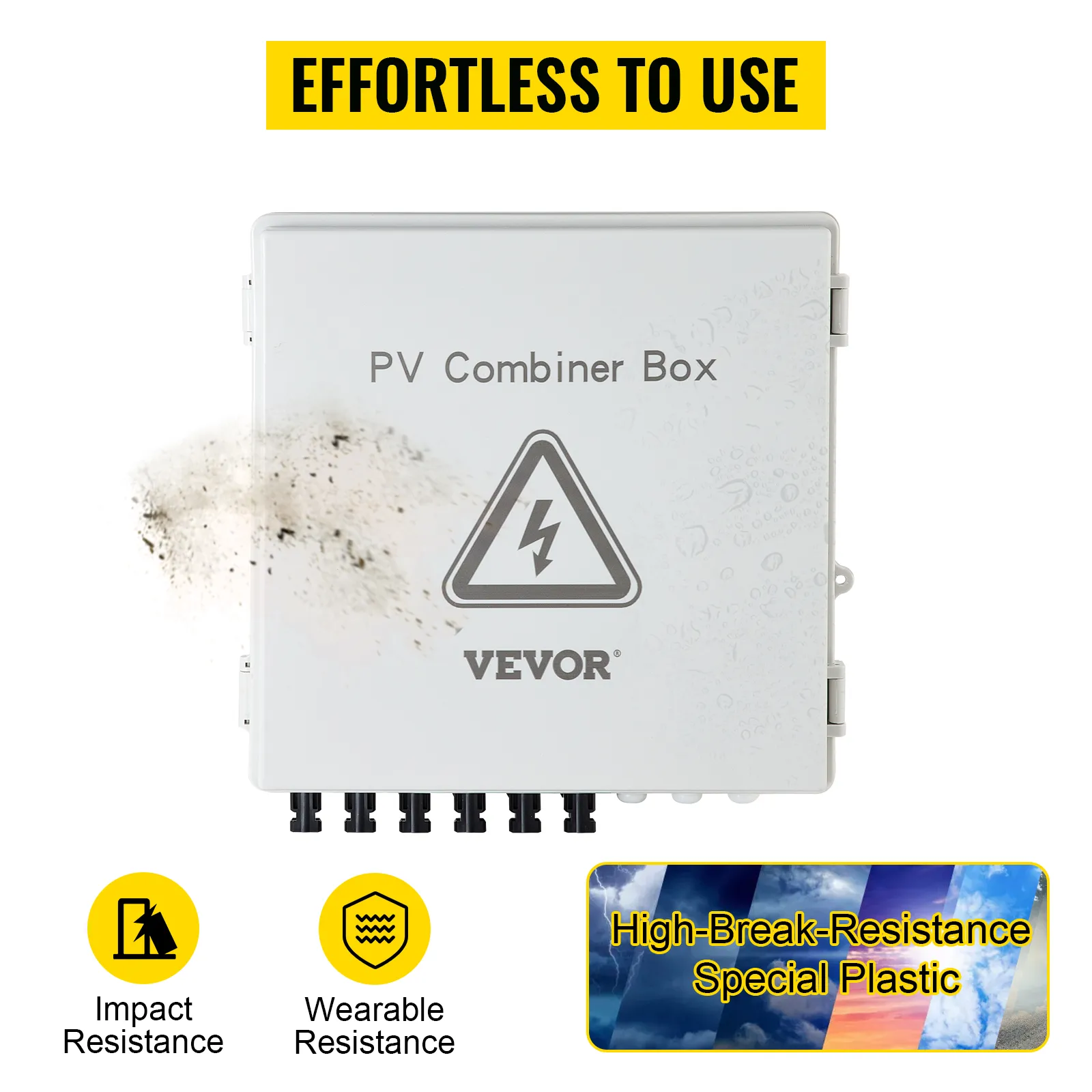 Caja combinadora fotovoltaica VEVOR con resistencia al impacto y al desgaste, fácil de usar.