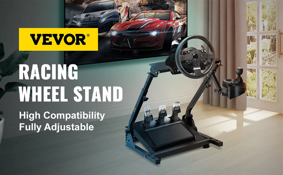 VEVOR racing simulator cockpit, high compatibility, fully adjustable, racing wheel stand.