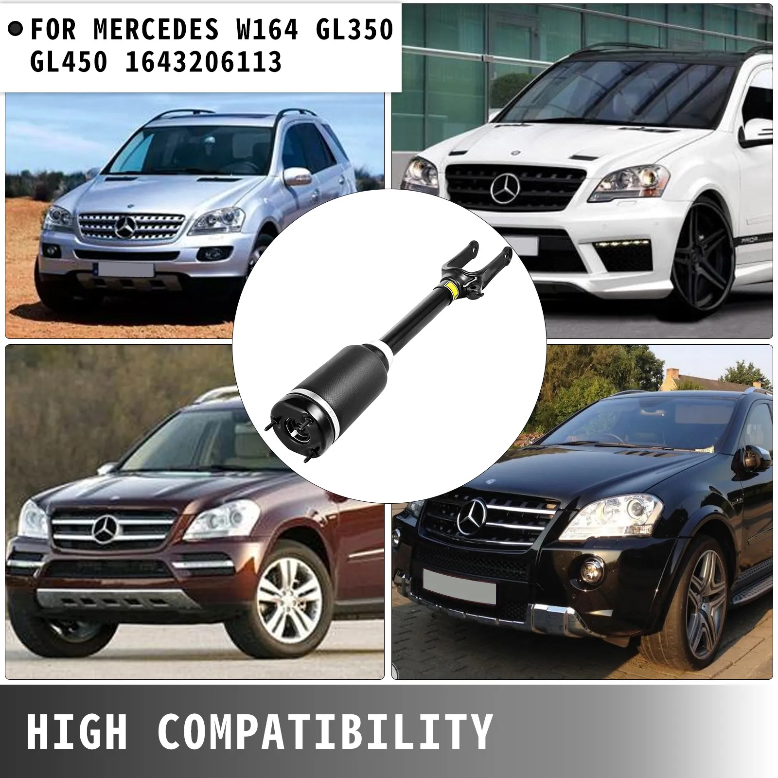 Suspensión neumática delantera VEVOR para modelos Mercedes Benz W164 GL350, GL450 mostrados.