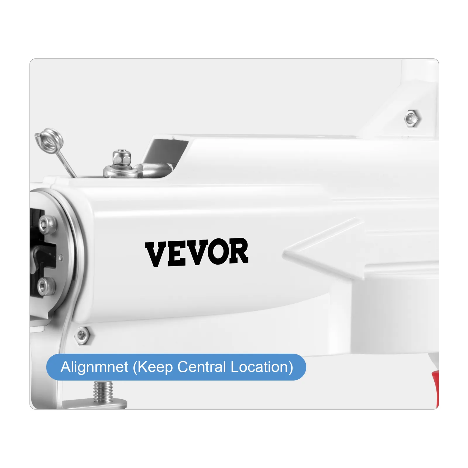 VEVOR tufting gun showcasing close-up view with clear branding and alignment guidance.