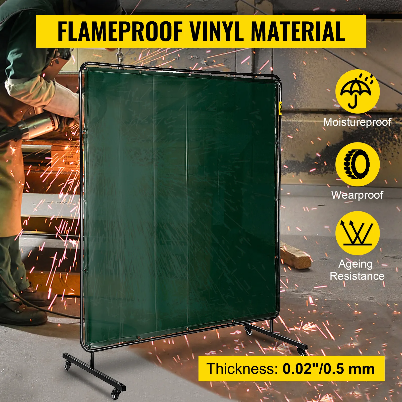 VEVOR welding screen, moistureproof and wearproof, thickness 0.02"/0.5 mm.