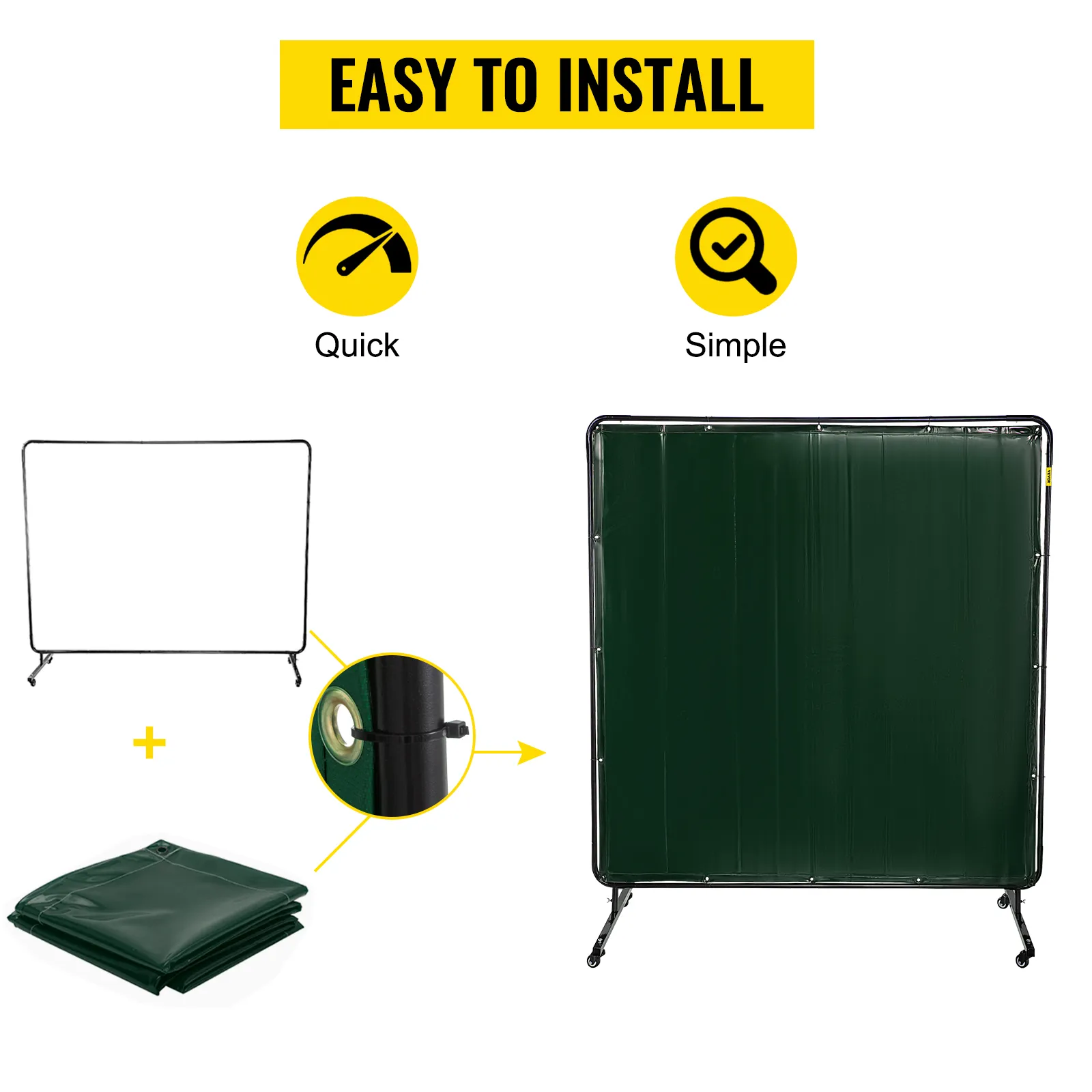 VEVOR welding screen, easy to install, quick and simple assembly.