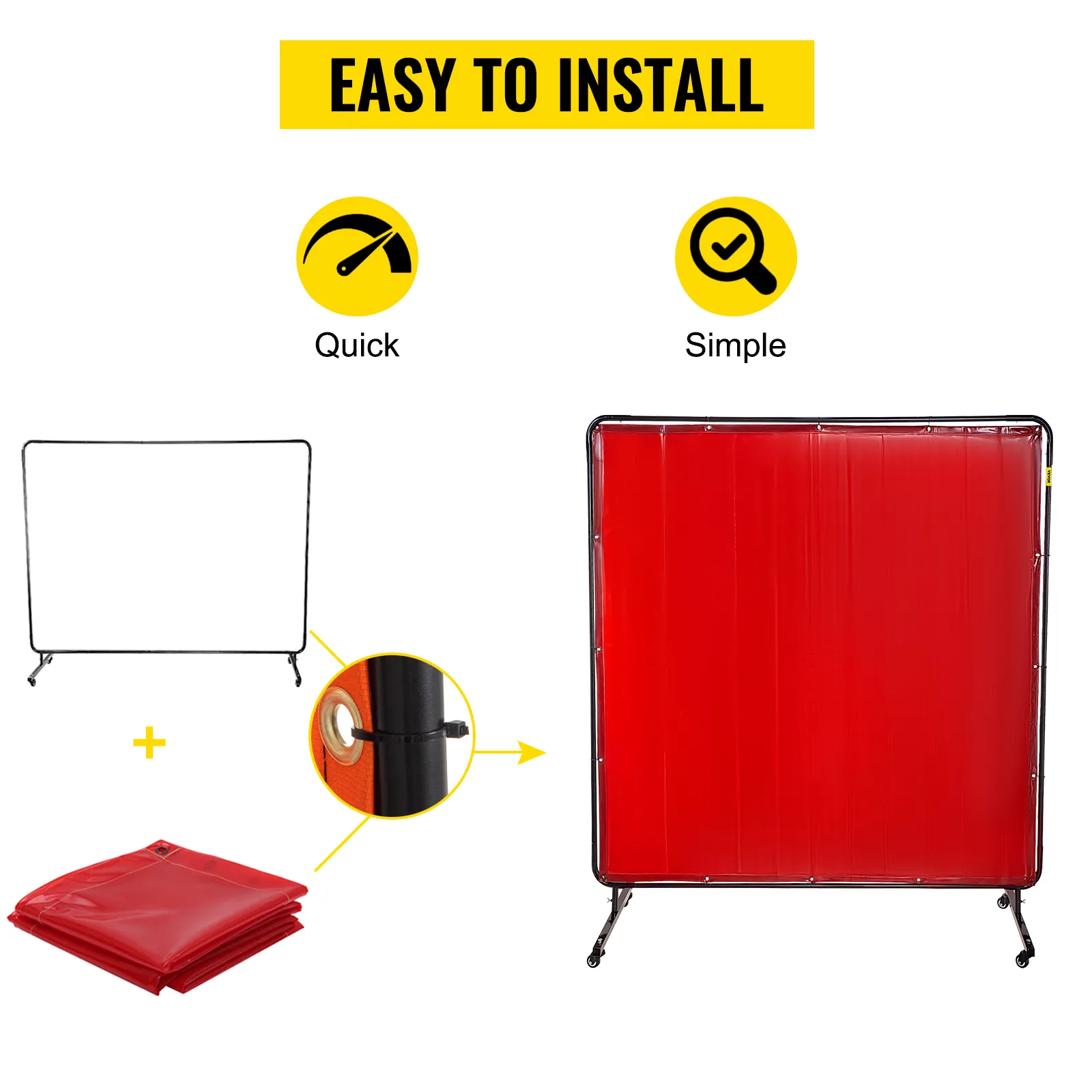 VEVOR welding screen: quick and simple installation for safety and protection.
