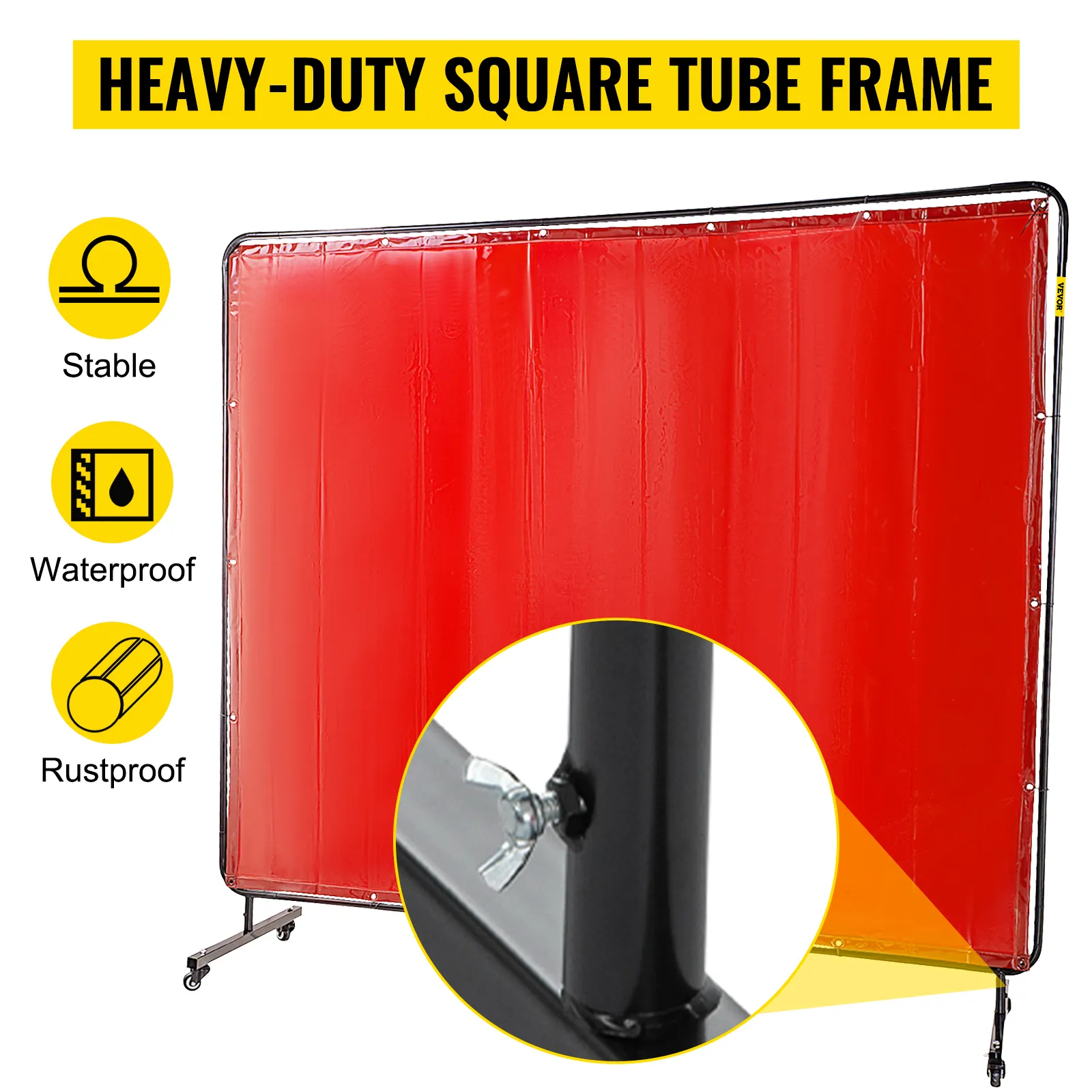 heavy-duty VEVOR welding screen, stable, waterproof, and rustproof.