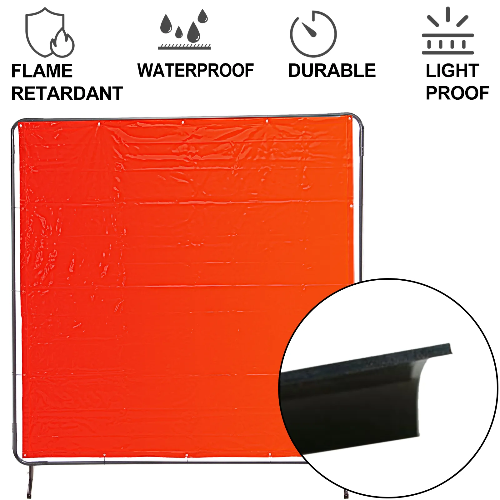 VEVOR welding screen: flame retardant, waterproof, durable, and lightproof red screen.