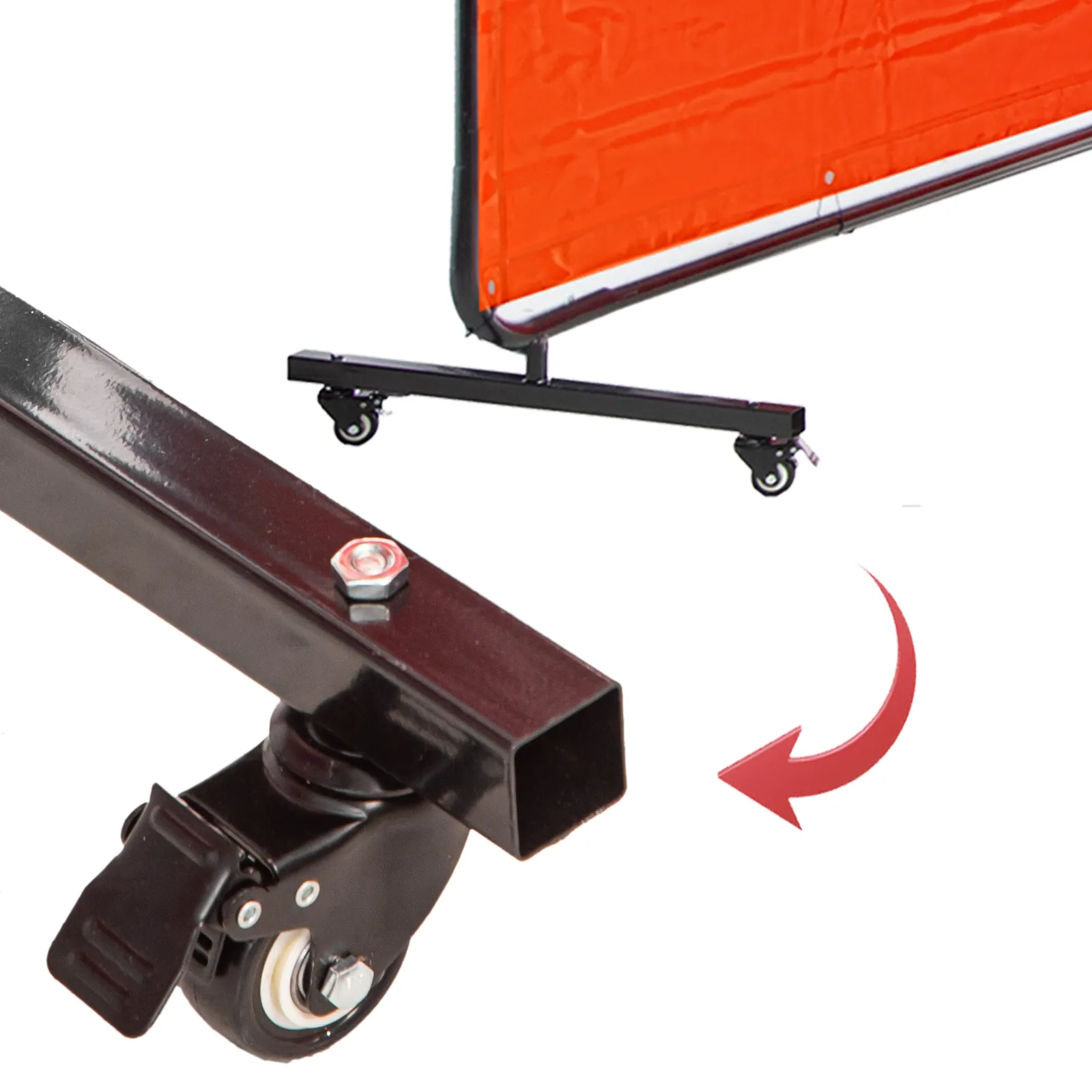 VEVOR welding screen with caster wheel and sturdy metal frame for mobility.