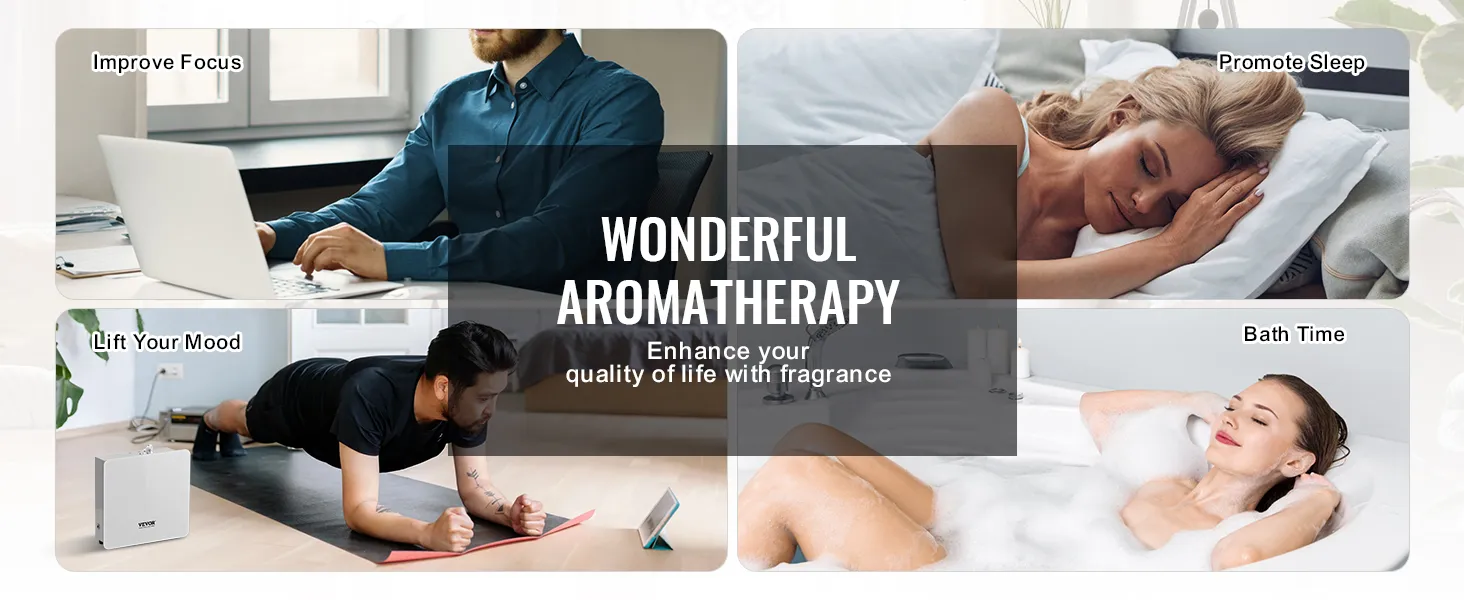 meravigliosa aromaterapia con il diffusore di aromi VEVOR: migliora la concentrazione, favorisce il sonno, solleva l'umore, ideale per il bagno.