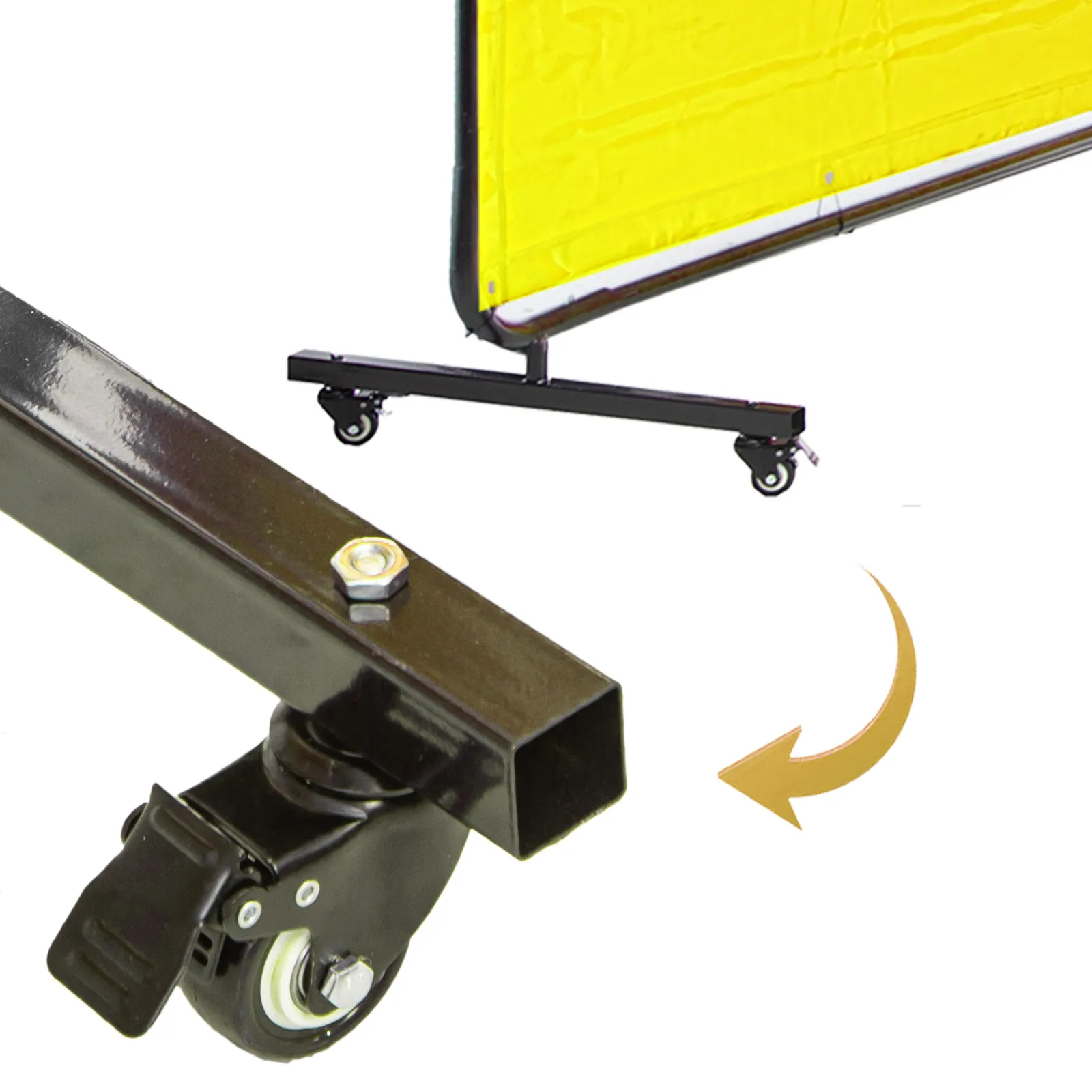 VEVOR lasgordijn met metalen frame en zwenkwielen voor mobiliteit.