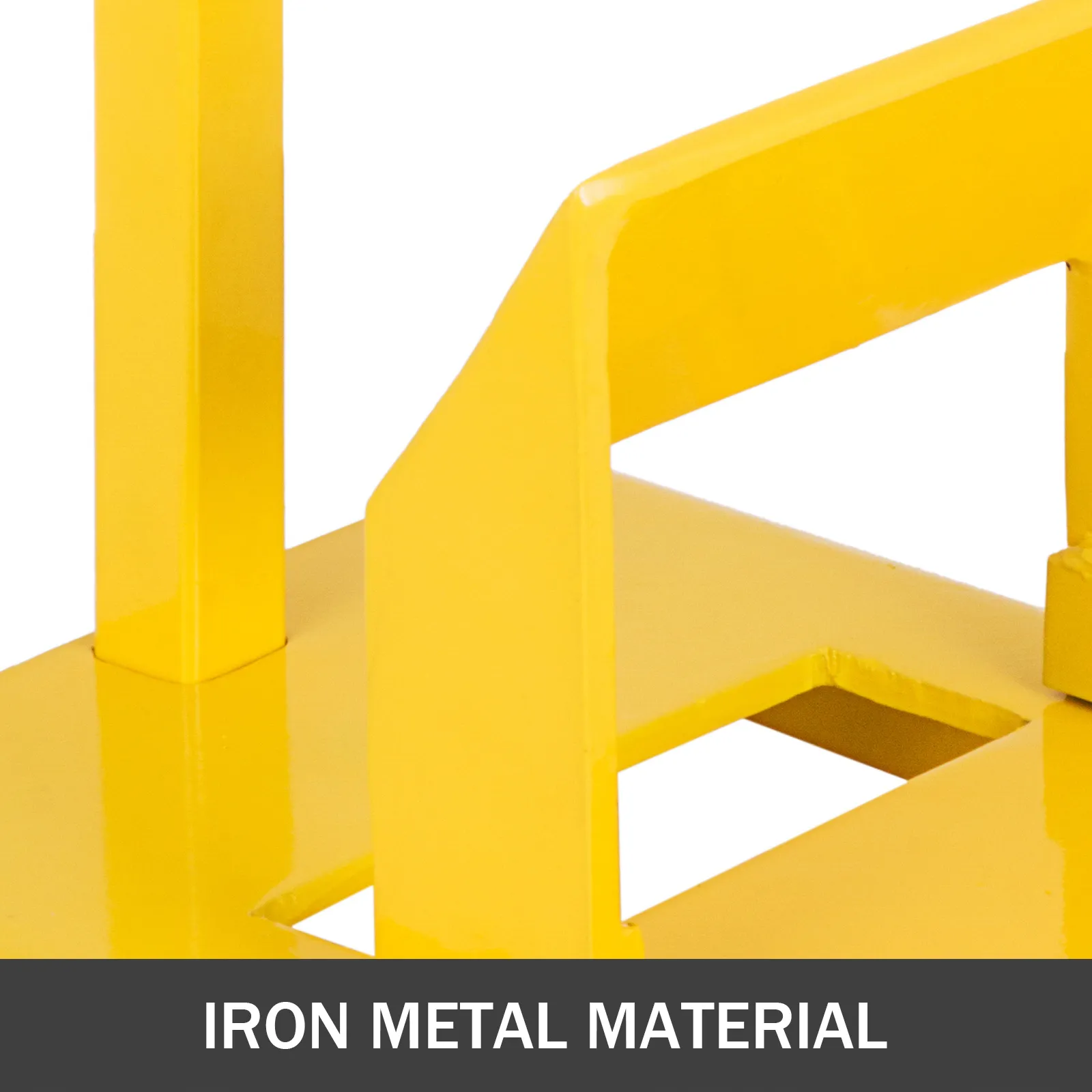 Marco de hierro amarillo del afilador de cuchillas de cortadora de césped VEVOR con una etiqueta de metal de hierro.