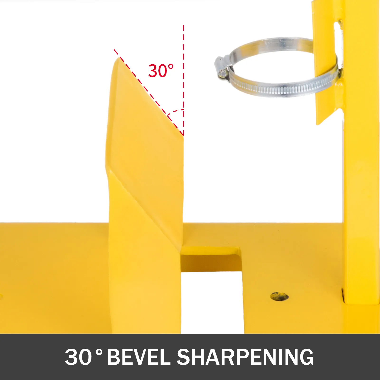 Afilador de cuchillas para cortadora de césped VEVOR con ángulo de afilado de bisel de 30 grados.