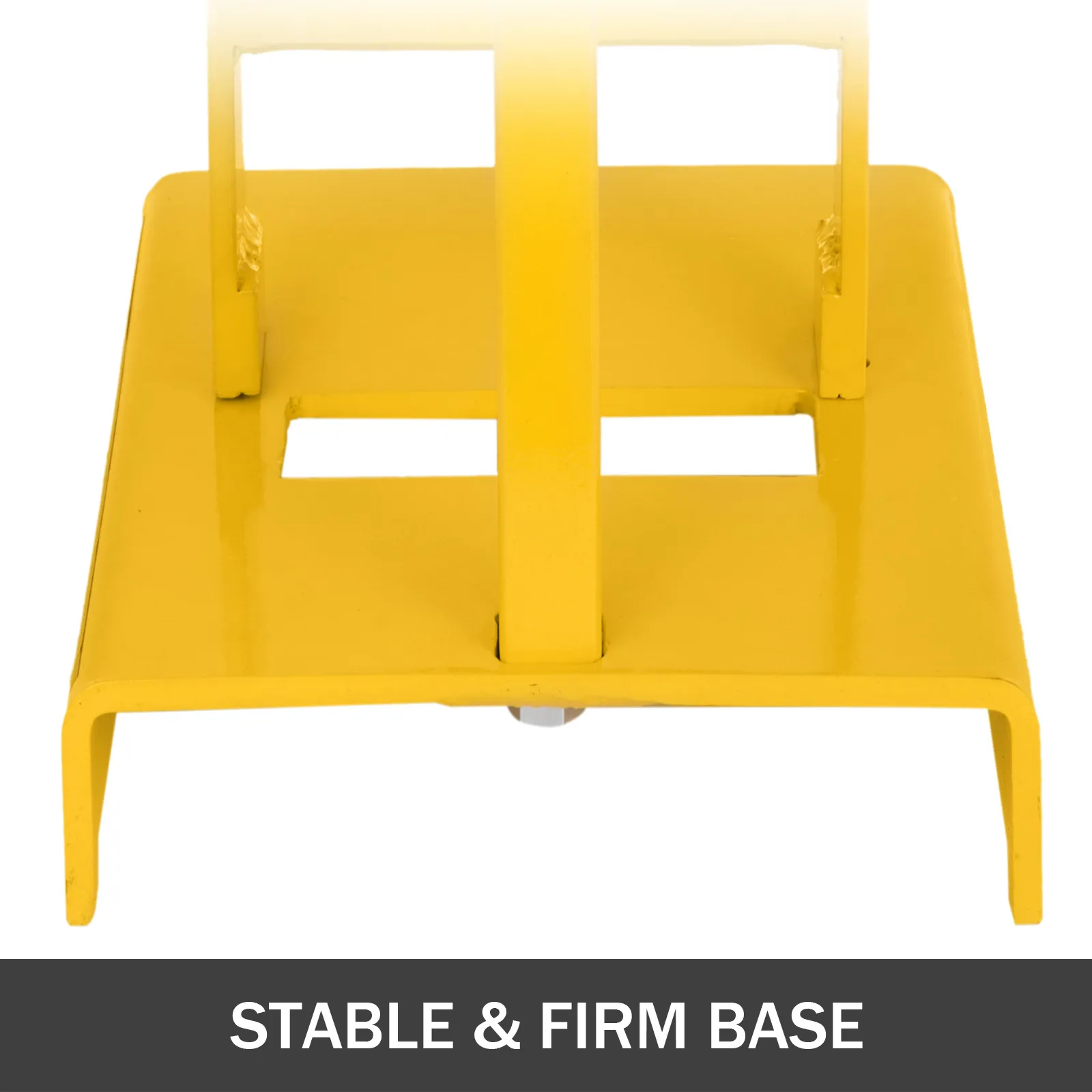 Afilador de cuchillas para cortadora de césped VEVOR amarillo con base estable y firme.