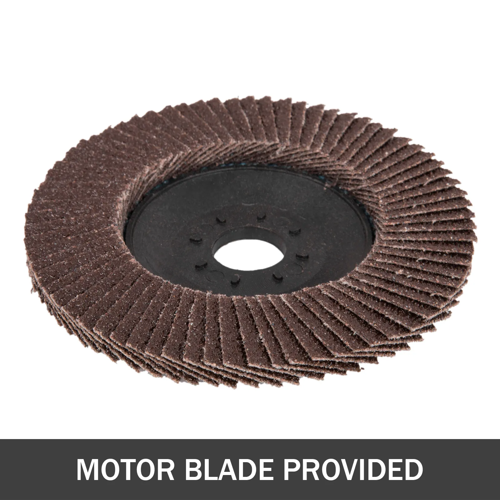 Disco abrasivo para afilador de cuchillas de cortadora de césped VEVOR con texto "cuchilla de motor incluida".