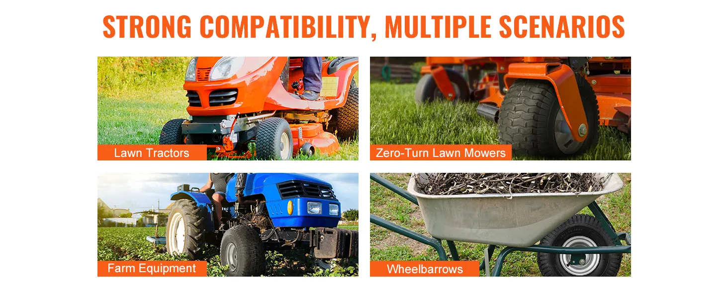 Fuerte compatibilidad con tractores de césped, cortadoras de césped de giro cero, equipos agrícolas y carretillas.