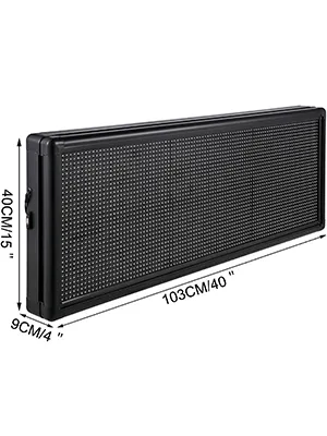 Letrero led VEVOR, negro, rectangular y pantalla de 103cm con medidas etiquetadas.