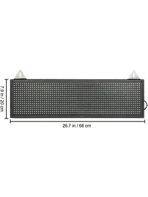 VEVOR led scrolling sign, 26.7 in/68 cm, black frame, front view, dimensions indicated