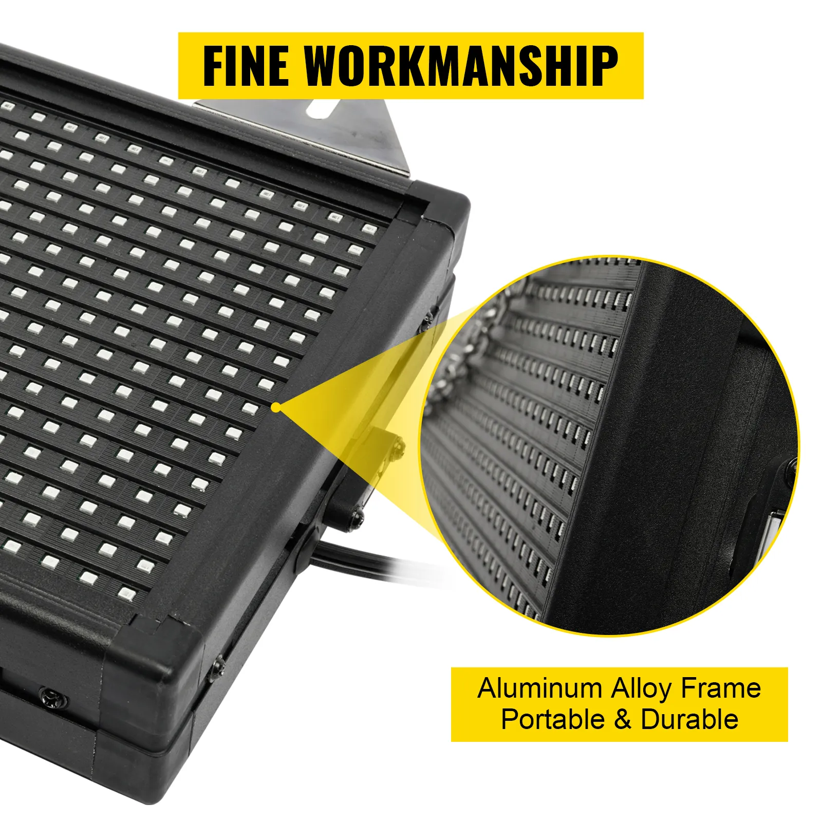 close-up of VEVOR led scrolling sign with aluminum alloy frame, highlighting fine workmanship.