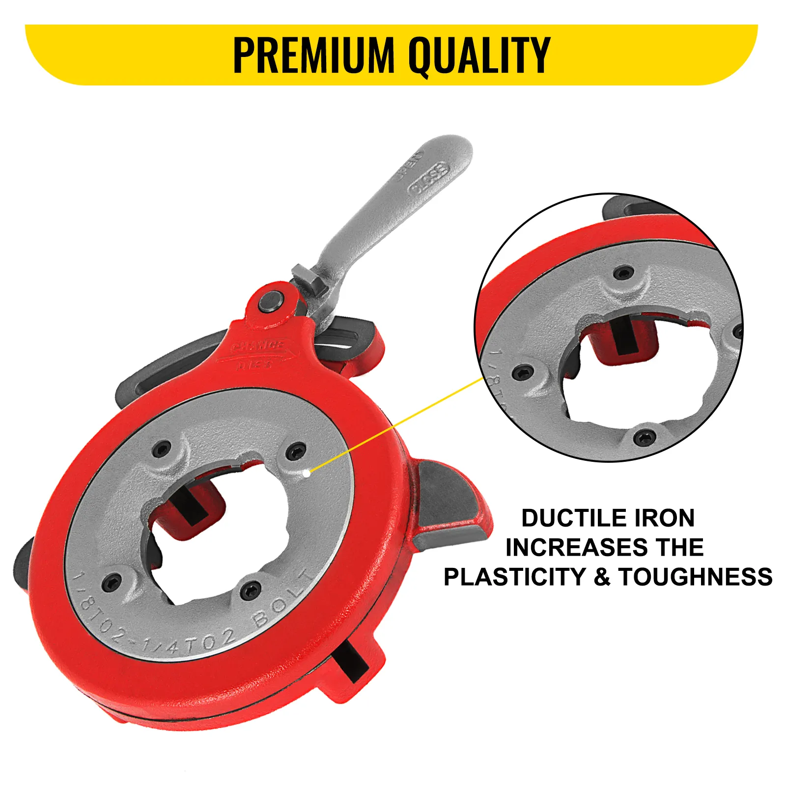 VEVOR universal pipe threader made of ductile iron for increased toughness. premium quality.