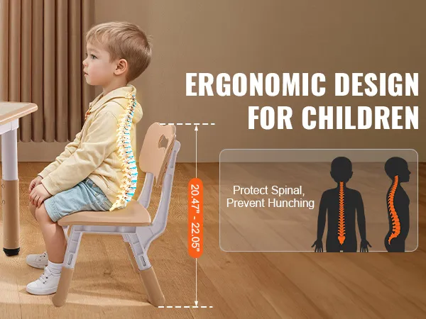 VEVOR-Kindertisch- und -stuhlset mit ergonomischem Design zum Schutz der Wirbelsäule und zur Vermeidung einer krummen Haltung.