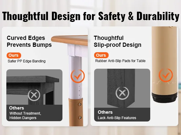 Das VEVOR-Kindertisch- und -stuhlset verfügt über abgerundete Kanten und ein rutschfestes Design für mehr Sicherheit.