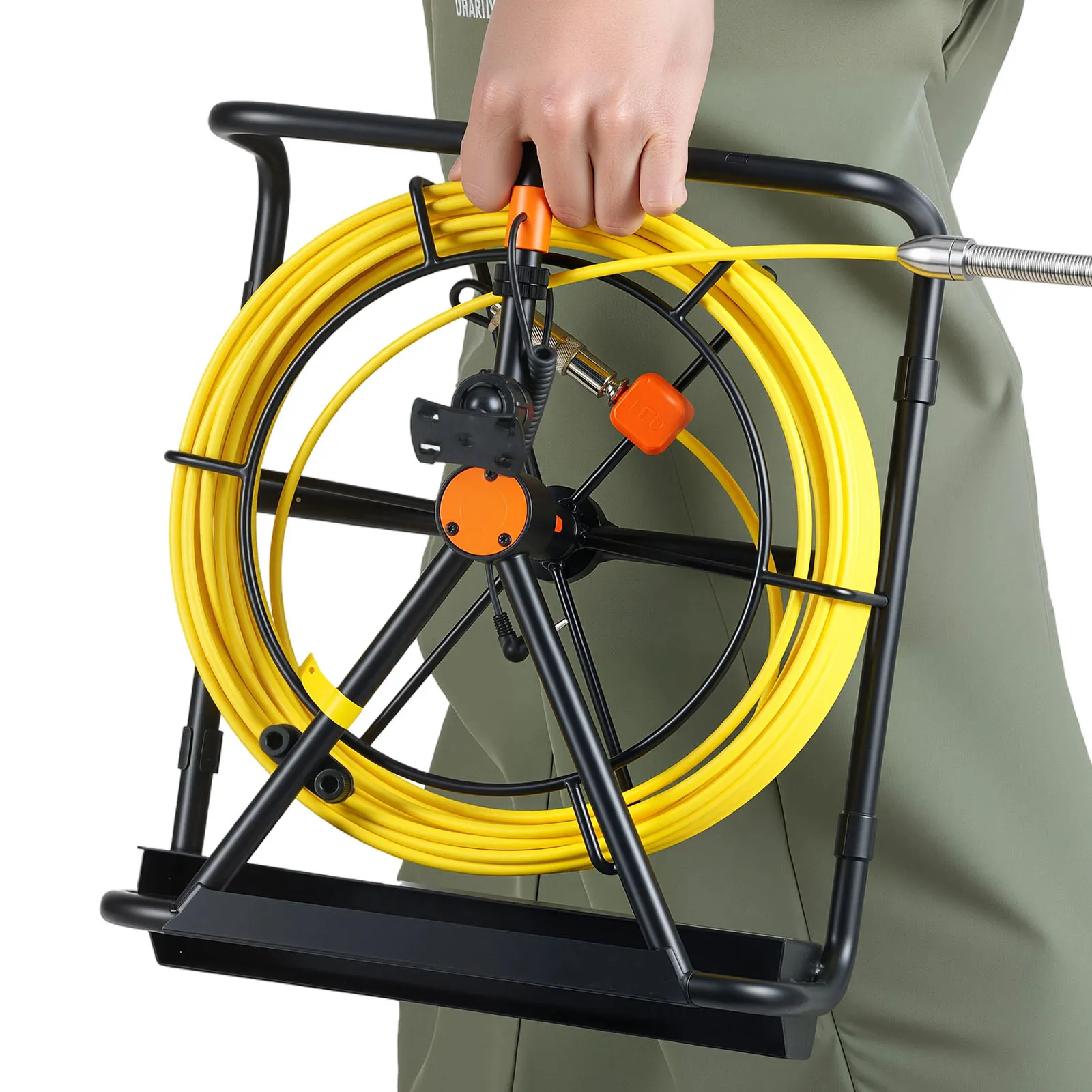 Cámara de alcantarillado VEVOR con cable amarillo flexible y duradero de 66 pies para inspecciones de plomería.