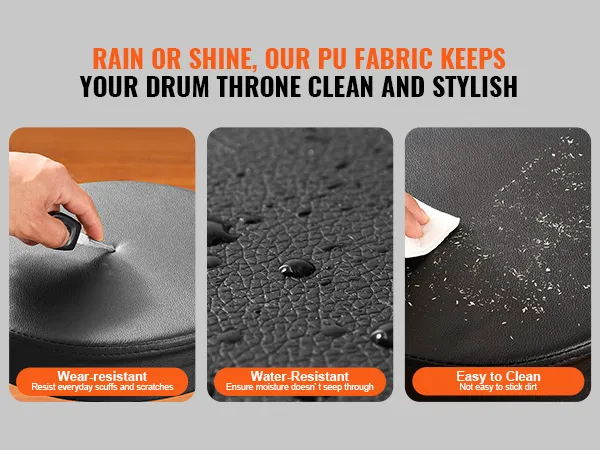 VEVOR drum throne pu fabric, wear-resistant, water-resistant, easy to clean, keeps it stylish.