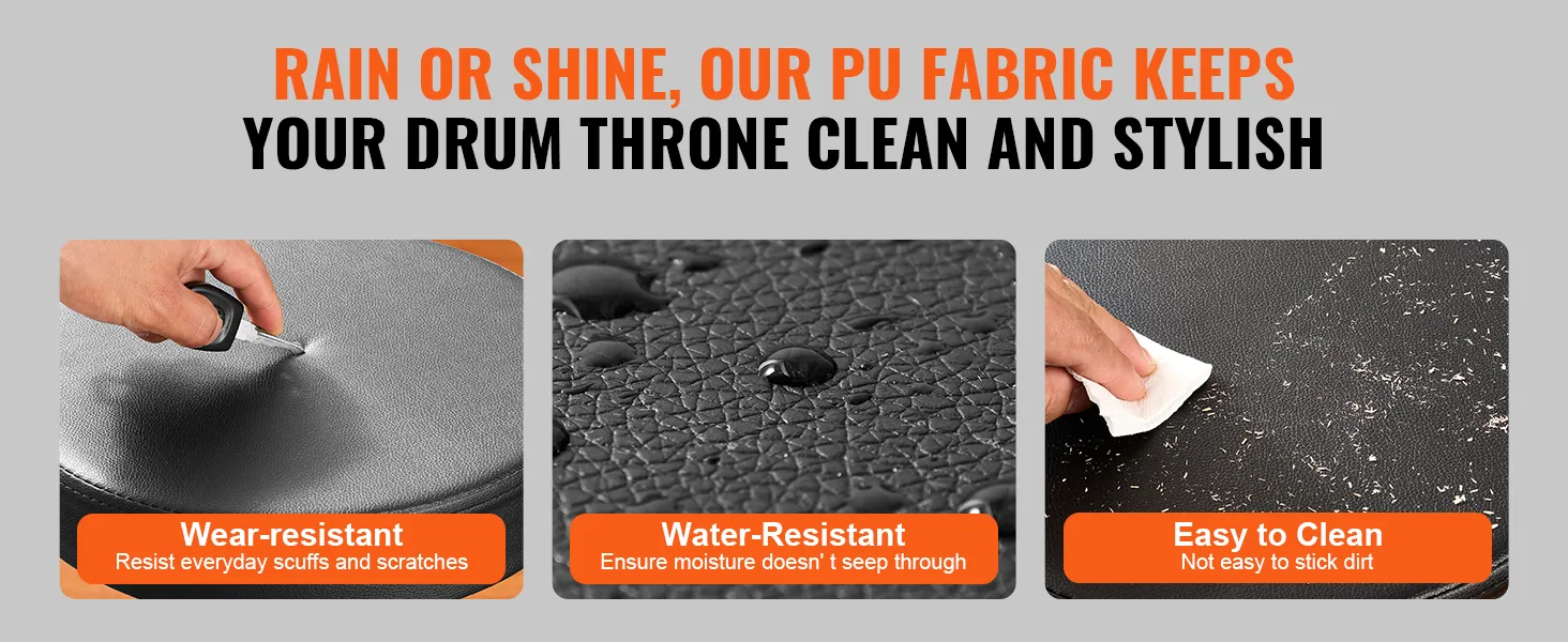 VEVOR drum throne pu fabric, wear-resistant, water-resistant, easy to clean, keeps it stylish.