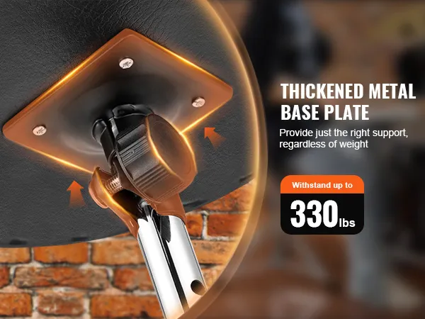 thickened metal base plate of VEVOR drum throne, can support up to 330 lbs, ensures stability.