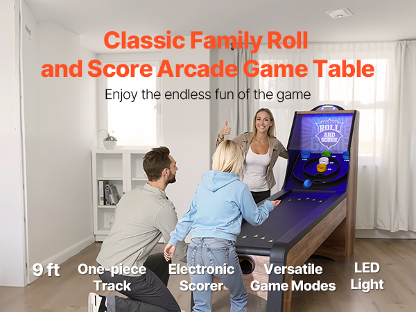 VEVOR 9' Roll and Score Classic Arcade Game Table, Indoor