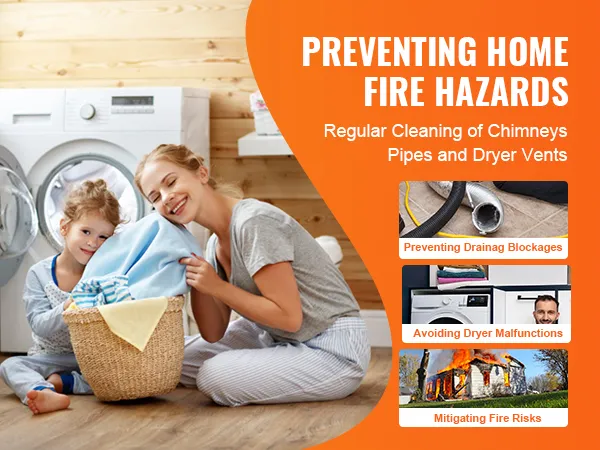 preventing home fire hazards with regular use of the VEVOR dryer vent cleaner kit for safe dryer operation.