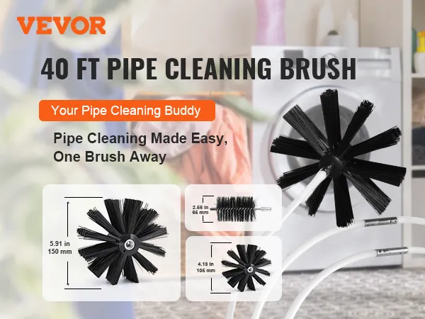 Zestaw VEVOR do czyszczenia otworów wentylacyjnych suszarki w pralni z pralką i półkami do przechowywania.