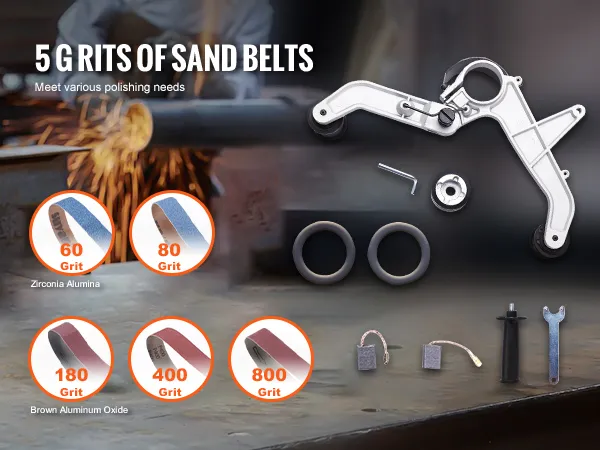 5 grits of sand belts for VEVOR pipe tube polisher, 60 to 800 grit for various polishing needs.
