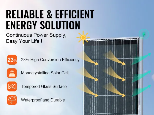 Kit pannello solare VEVOR: soluzione energetica affidabile ed efficiente con efficienza di conversione del 23%.
