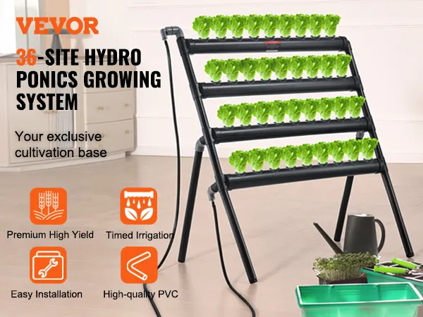 VEVOR hydrocultuursysteem voor het kweken van planten op 36 locaties met een uitstekende opbrengst, tijdgestuurde irrigatie en eenvoudige installatie.