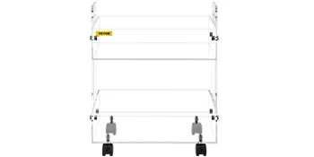 VEVOR acrylic cart with three transparent shelves and black caster wheels for easy mobility.