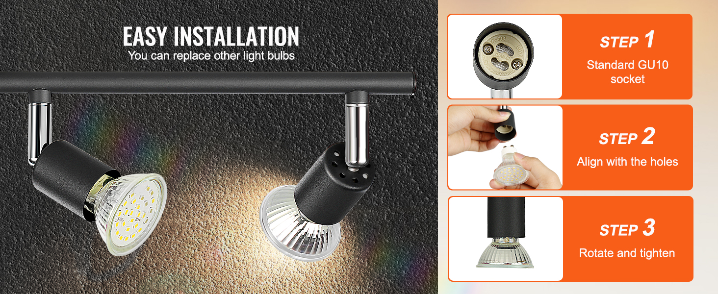 ［4点セット］LEDS87013L-LS-R ホワイト LEDスポットライト VEVOR 4-Light LED Track Lighting Kit, Ceiling Spot Light