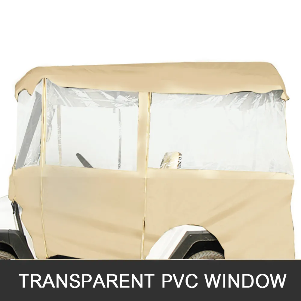 Cerramiento para carrito de golf VEVOR con ventanas de pvc transparente en color beige.