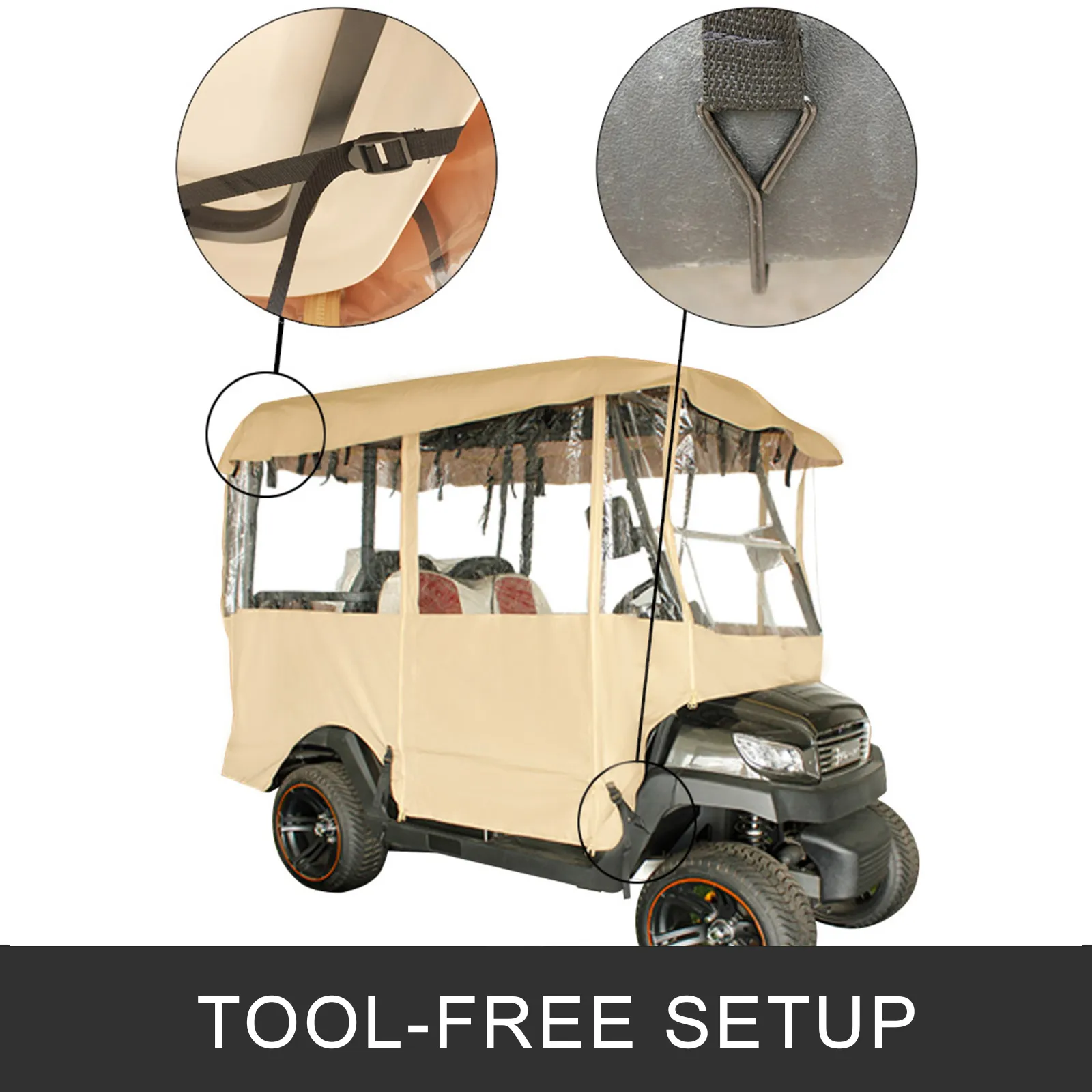 Carcasa para carrito de golf VEVOR con configuración sin herramientas para una fácil instalación.