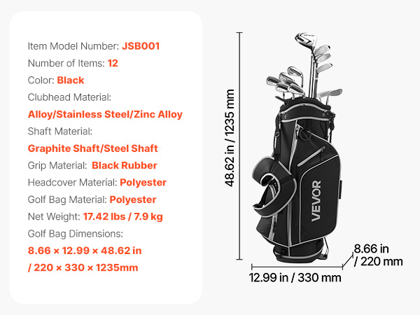 VEVOR Golf Club Set | Durable 12 PC Men's Complete Kit