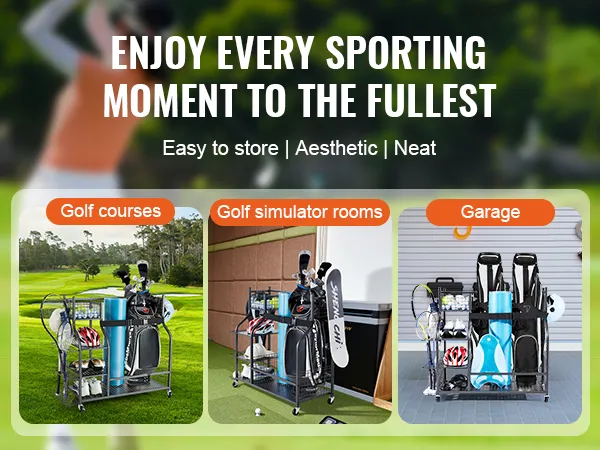 VEVOR golfopslaggarage-organizer voor golfbanen, simulators en garages. Eenvoudige opslag en strak design.