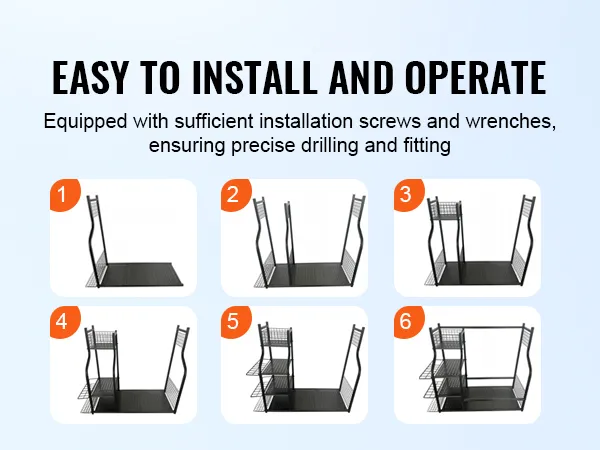 VEVOR golfopslaggarage-organizer met eenvoudige installatiehandleiding en benodigde gereedschappen inbegrepen.