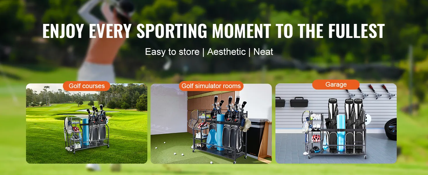 VEVOR-Golf-Aufbewahrungs-Organizer für Golfplätze, Golfsimulatorräume und die Garage. Einfach zu verstauen, ordentlich, ästhetisch.