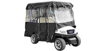 Carcasa para carrito de golf VEVOR en color negro, que cubre completamente un carrito blanco.