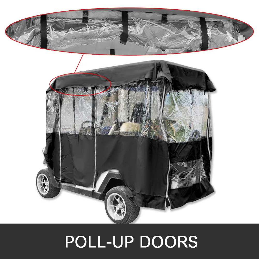 Recinto para carrito de golf VEVOR con puertas batientes y paneles protectores transparentes.