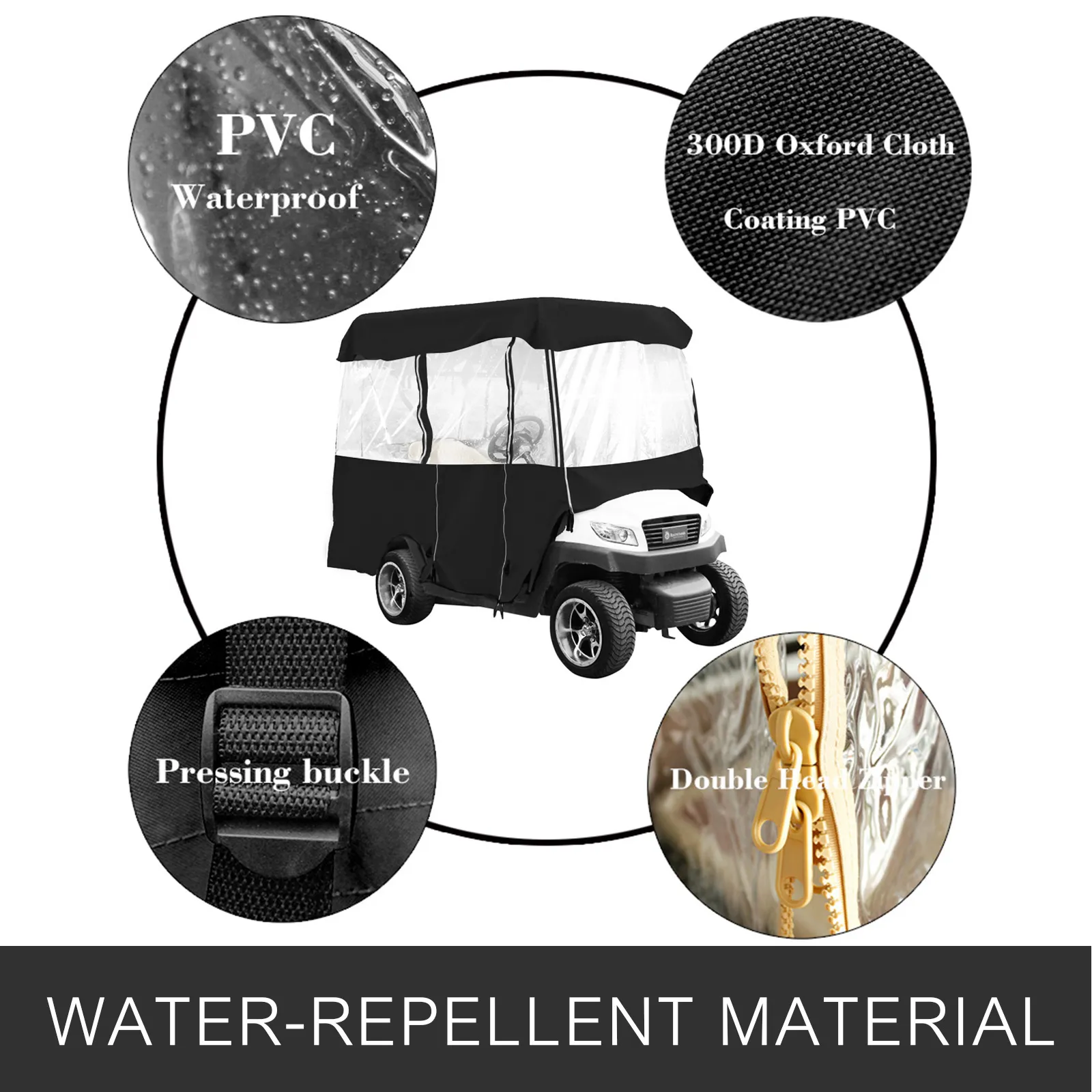 El gabinete para carrito de golf VEVOR cuenta con materiales impermeables y duraderos con cremalleras de fácil acceso.