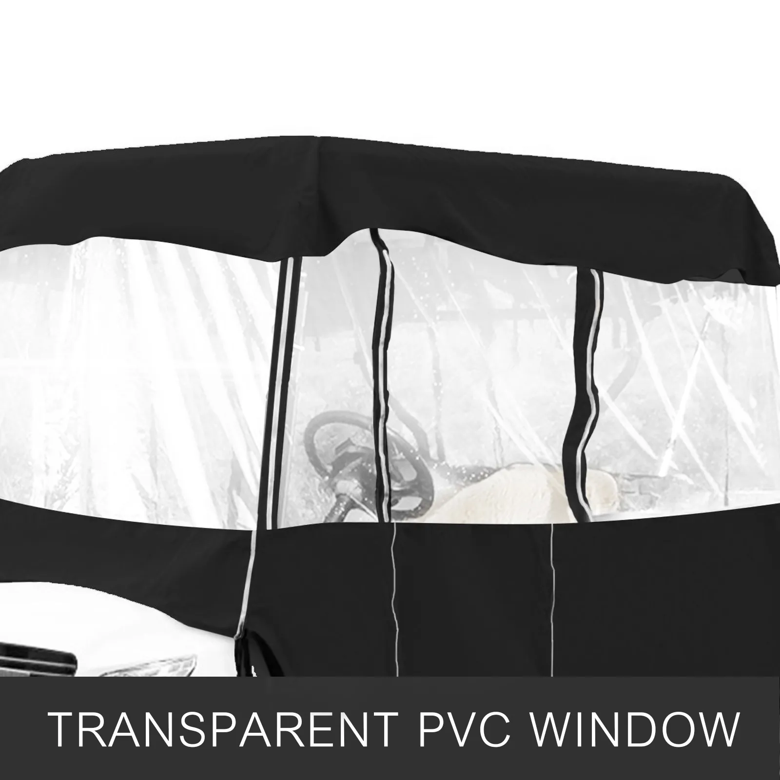 Carcasa para carrito de golf VEVOR con ventana de pvc transparente en diseño negro.